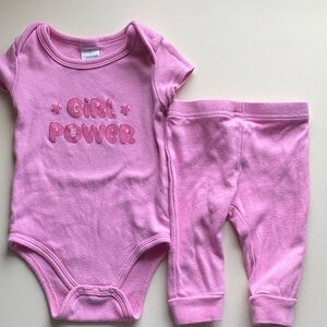 🌻Pink 'Girl Power' Baby Onesie and Pants Set